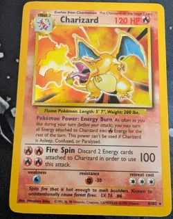 NM Pokemon Charizard Base Set Holo Rare Unlimited 4/102 1999 WOTC NM - Image 1