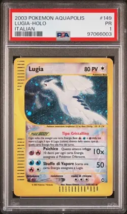 CARTA POKEMON LUGIA CRYSTAL HOLO 149/147 AQUAPOLIS PSA 1 TCG CARD ITA - Image 2