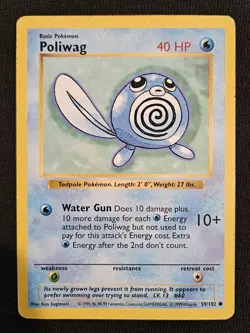 LP Shadowless Poliwag 59/102 - Base Set - WOTC - Pokemon TCG - 1999 - Image 1