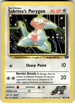 Sabrina's Porygon 98/132 Gym Challenge Pokemon MP Fast Ship - Image 1