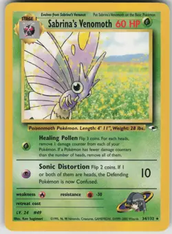 Pokemon TCG Sabrina's Venomoth Rare Gym Heroes 034/132 - Image 1