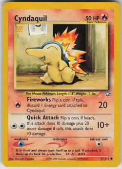 Pokemon TCG Cyndaquil (57) Common Neo Genesis 057/111 - Image 1