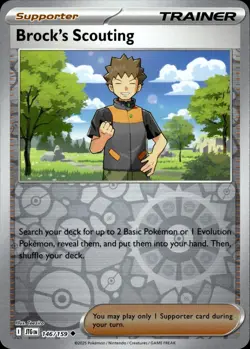 BROCK'S SCOUTING 146/159 UNCOMMON JOURNEY TOGETHER POKEMON REVERSE HOLO NM - Image 1
