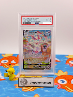 PSA 2021 Pokemon SWSH FA/Sylveon VMAX Evolving Skies-Secret #212 NM MT 8 - Image 1