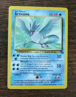 Pokemon Fossil Articuno 17/62 Non Holo Rare MP - Image 1