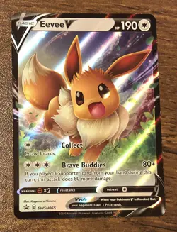Eevee V SWSH065 NM Full Art Promo Pokemon Card Holo Sword & Shield - Image 1