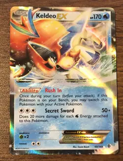 Keldeo EX 49/149 Holo Ultra Rare XY Boundaries Crossed Pokemon Card NM - Image 1