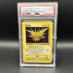 1999 Pokemon Fossil Zapdos #15 Cosmos Thunderstorm DK. Holo PSA 6 Vintage - Image 1