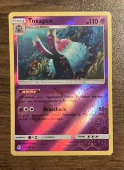 Toxapex 63/149 Holo Rare Reverse Holo Pokemon Sun & Moon Base M/NM - Image 1