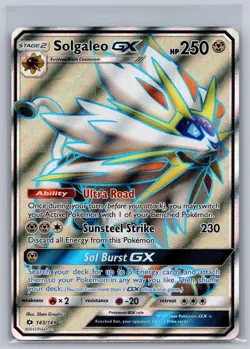 Solgaleo GX (Full Art) 143/149 Holo Ultra Rare SM Base Set Pokemon Near Mint - Image 1