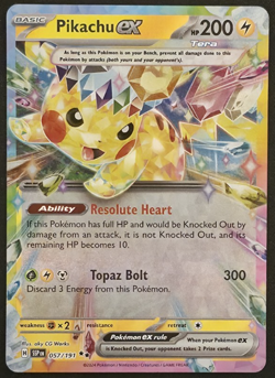 Pikachu ex 057/191 Pokemon Surging Sparks NM - Image 1