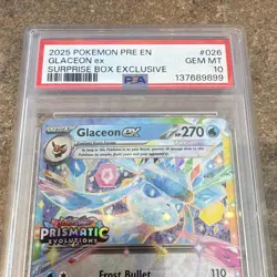 Pokemon 2025 Prismatic Evolutions Glaceon ex Holo Promo PSA 10 026/131 - Image 2