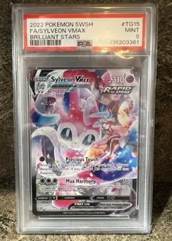 2022 POKEMON SWORD & SHIELD BRILLIANT STARS #TG15 FULL ART/SYLVEON VMAX PSA 9 - Image 1