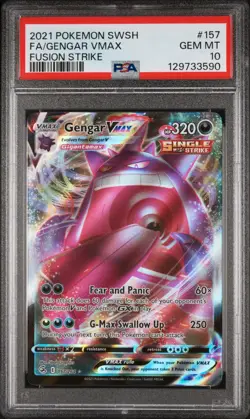 2021 PSA 10 Gengar VMAX 157/264 Full Art Pokemon Sword & Shield Fusion Strike - Image 1