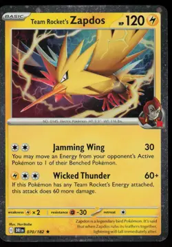 Team Rocket's Zapdos 070/182 Rare Destined Rivals Pokemon Holo Near Mint - Image 1
