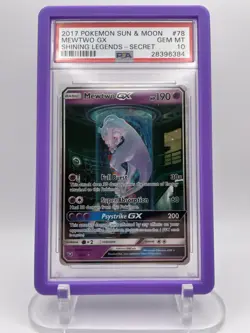 2017 Pokemon Sun & Moon Shining Legends #78 Mewtwo GX PSA 10 - Image 1