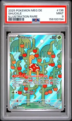 Shuckle Illustration Rare #136/132 PSA 9 Mint Mega Evolution Pokemon German 2025 - Image 2
