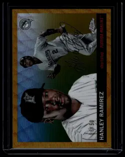 2025 Topps Chrome Platinum #497 Hanley Ramirez Gold Wave Refractors #/50 - Image 1