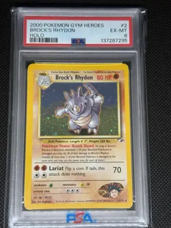 Pokemon TCG Brock's Rhydon Gym Heroes Holo Rare Card #2/132 PSA 6 - Image 1