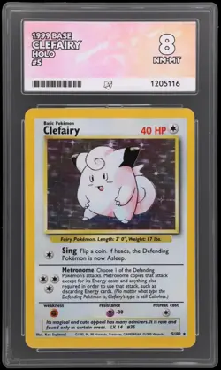Clefairy 5/102 Holo Base Set Graded Pokemon Card ACE 8 NM - Image 1