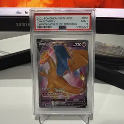 Pokemon PSA 9 Mint Charizard V SWSH050 Champions Path Black Star Promo - Image 1