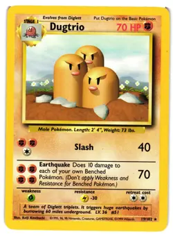 Pokemon TCG Dugtrio 19/102 Rare Base Set Unlimited LP - Image 1