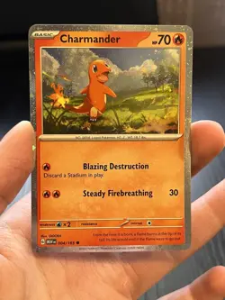 Charmander 004/165 SV151 Holo Rare Basic 70HP Fire Pokemon TCG - Image 1