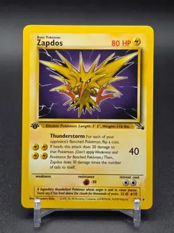 NM -/LP 1999 Pokemon TCG Zapdos Fossil Holo Card 15/62 1st Edition Rare - Image 1