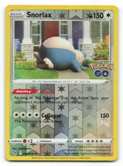 Snorlax (Pokemon GO, 055/078) NM Reverse Holo - Image 1