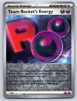 Team Rocket's Energy 182/182 Uncommon Destined Rivals Pokemon Reverse Holo NM - Image 1