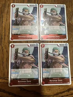 Roronoa Zoro OP14-015 Rare Play Set x4 - THE AZURE SEA'S SEVEN - One Piece CCG - Image 1