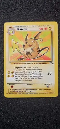 Raichu No.29/62 Fossil Set Pokemon Card Non Holo 1999 LP - Image 1