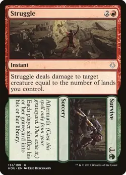 Struggle / Survive 2x FOIL HOU MTG Hour of Devastation Uncommon MINT red green - Image 1
