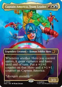 ~ Captain America, Team Leader (Borderless) ~ NM Foil ~ ~ MTG ~ - Image 1