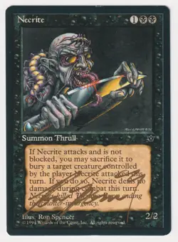 Gold Signed Necrite MP Fallen Empires Artist Ron Spencer 1994 MTG Magic Thrull! - Image 1