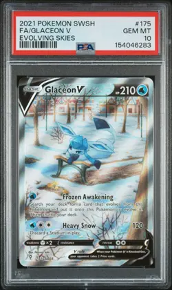 Pokemon 2021 Evolving Skies Glaceon V 175/203 Alt Full Art Holo PSA 10 - Image 1