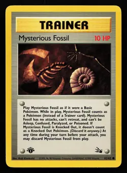 Mysterious Fossil 62/62 Common 1st Edition Fossil Pokemon Card - Image 1