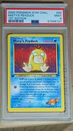 Wizards of the Coast Pokemon TCG Misty’s Psyduck 90/132 1st Ed PSA 9 2000 - Image 1
