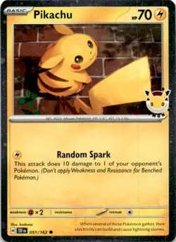 Pikachu 051/162 Common Temporal Forces Pokemon Reverse Holo Near Mint - Image 1
