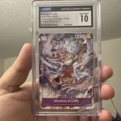 2024 One Piece CCG Monkey D Luffy Purple Promo P-041 CGC 10 Gem Mint - Image 2