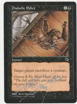 tempest MTG Diabolic Edict Signed by Ron Spencer - Image 1