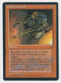 Silver Signed Goblin Grenade MP Fallen Empires Artist Ron Spencer 1994 MTG Magic - Image 1