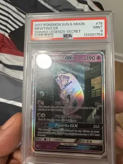 Mewtwo GX Secret Rare Holo 78/73 Shining Legends PSA 9 2017 Pokemon - Image 1