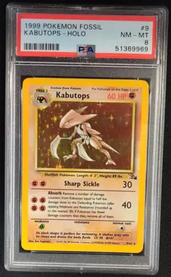 PSA 8 Kabutops 9/62 Holo Rare Unlimited Edition Fossil Pokemon Graded Card - Image 1