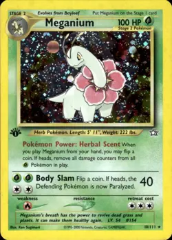Pokemon Meganium 10/111 Neo Genesis Holo Rare 1st Edition Lightly Played - Image 1