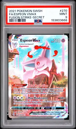 2021 POKEMON SWORD & SHIELD FUSION STRIKE SECRET #270 FULL ART/ESPEON VMAX PSA 9 - Image 1