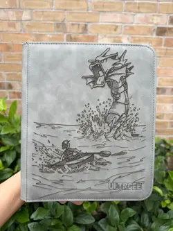 Pokemon Laser Engraved 4 Pocket SHINY GYARADOS Top Loader Binder Made To Order - Image 1