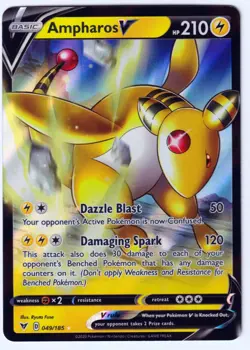 Ampharos V Ultra Rare SWSH04: Vivid Voltage 049/185 NM Pokemon TCG - Image 1
