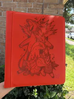 pokemon Laser Engraved 9 Pocket Top Loader Typhlosion EVO Binder (Made To Order) - Image 1