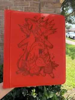 pokemon Laser Engraved 9 Pocket Top Loader Typhlosion EVO Binder (Made To Order) - Image 2